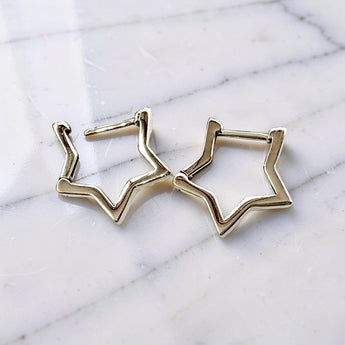 Sterling Silver Star Huggie earrings, Earring Hoops