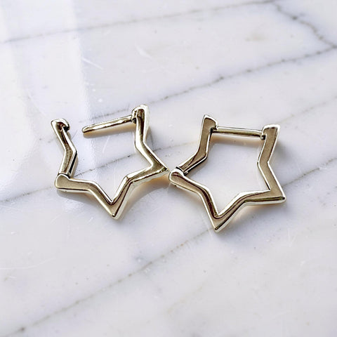 Sterling Silver Star Huggie earrings, Earring Hoops