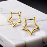 Sterling Silver Star Huggie earrings, Earring Hoops
