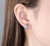 Sterling silver & Blue Opal Huggie Earrings