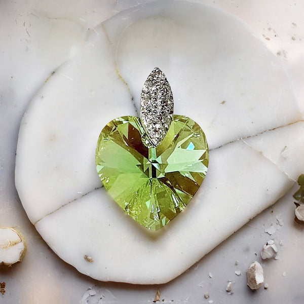Swarovski Peridot Colour Heart Pendant