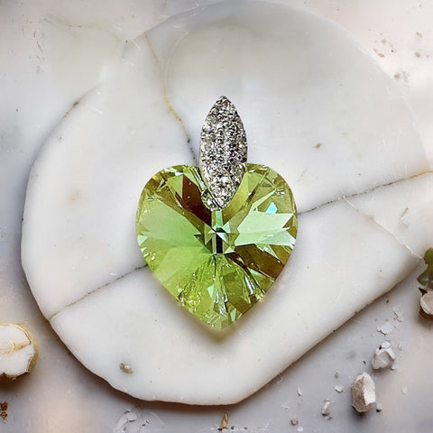 Swarovski Peridot Colour Heart Pendant