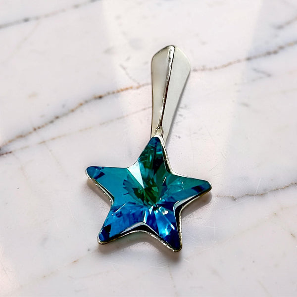 Swarovski Star Pendant, Bermuda Blue or Vitrail Light Colour