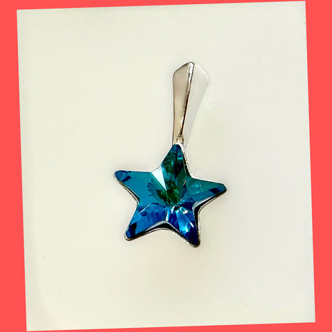 Swarovski Star Pendant, Bermuda Blue or Vitrail Light Colour