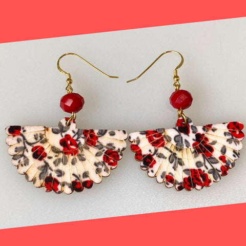 Wooden Fan Earrings
