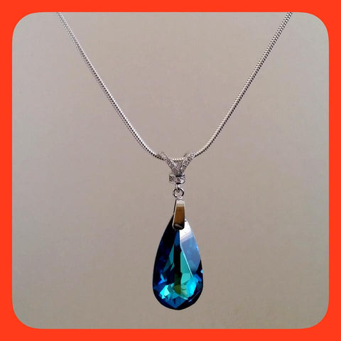 Necklaces; Bermuda blue Swarovski pendant