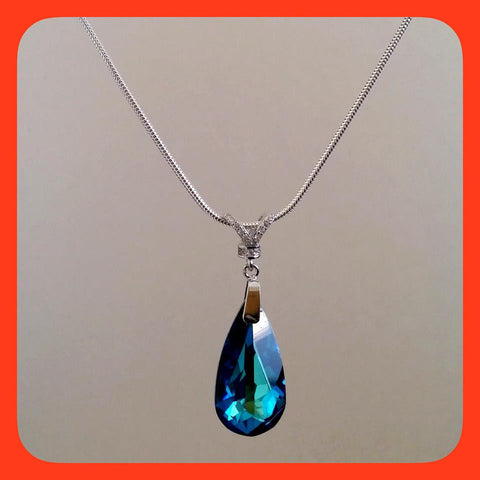 Necklaces; Bermuda blue Swarovski pendant