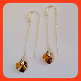 Rose-gold Swarovski Heart Crystals Long Earrings