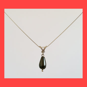 Necklaces; Black Drop Pearl