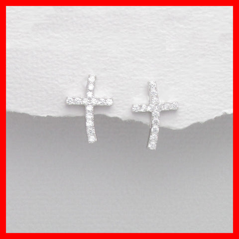 earrings; Rhinestone Cross