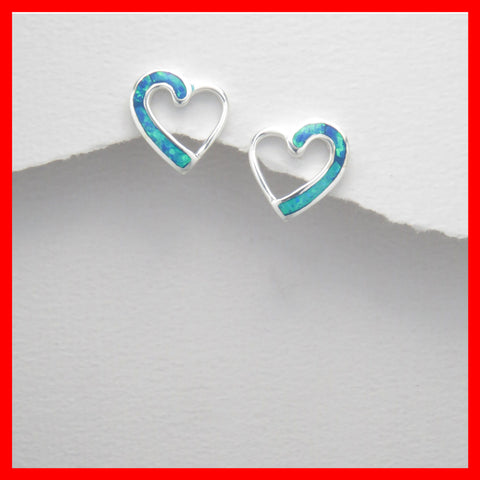 Earrings; Opal Heart