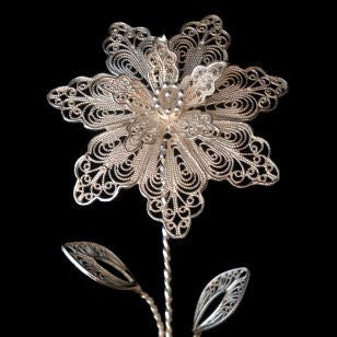 Solid Silver Filigree Flower