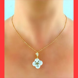 Birth Sign Necklace on Clover Shape MOP Shell