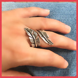 Chunky Silver Open Feather Ring
