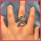 Chunky Silver Open Feather Ring