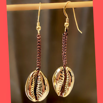 Gold Shell Earrings with Sterling Silver Hooks