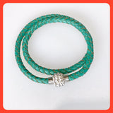 Green Braided Leather Choker-Bracelet