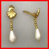 Shell Shaped Clip-on Earrings with Drop Pearl