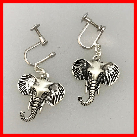 Sterling Silver Elephant Screw Back Earrings – Marjan Creations