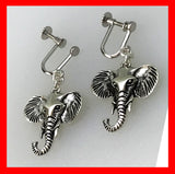 Sterling Silver Elephant Screw Back Earrings