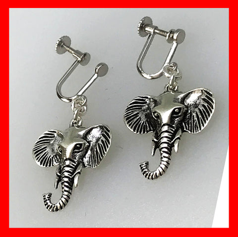 Sterling Silver Elephant Screw Back Earrings – Marjan Creations