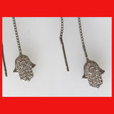 Sterling silver Hamsa Ear Threader, Hand of Fatima Ear Threader