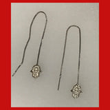 Sterling silver Hamsa Ear Threader, Hand of Fatima Ear Threader