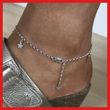Sterling Silver Anklet with Star Dangles