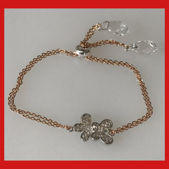 Sterling Silver Butterflies Bracelet with Sliding Clasp