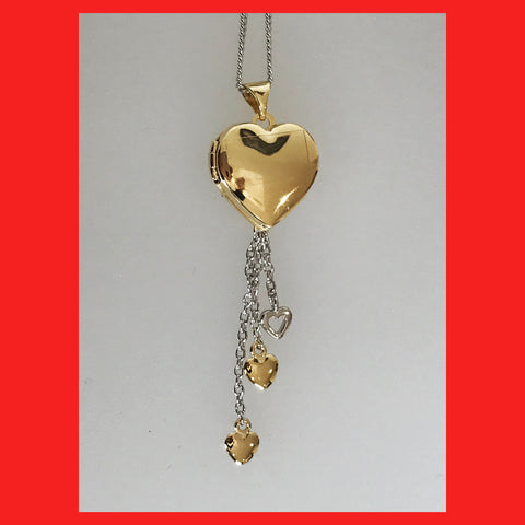 Gold-plated Heart Locket with 3 Dangle Hearts