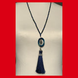 Azurite Long Necklace with Blue Tassel