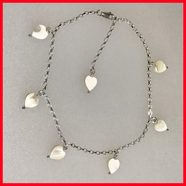 Anklet Chain with Heart Dangles