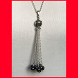 Long Necklace with Grey Pearls Tassel