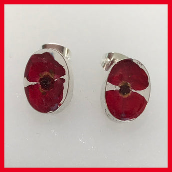 Real Poppy Earrings Studs