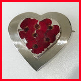 Heart Shaped Poppy Brooch