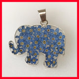 Elephant Necklace with Forget-me-not Flowers