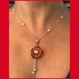 Flower Agate and Pearl Necklace