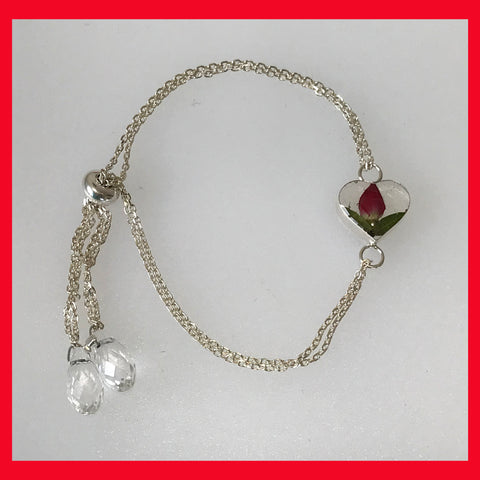 Heart Shaped Bracelet with Real Flowers