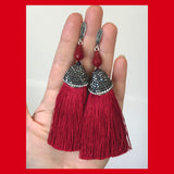 Rhinestone Red Tassel Earrings