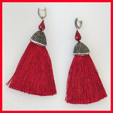 Rhinestone Red Tassel Earrings