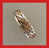 Rings; Sterling Silver Ring with Twisted Brass, Copper and Silver Spinner ring