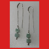 Amazonite cubes long Threader Silver earrings