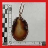 Necklaces; Natural Agate Slice with Rose-gold Plated Findings