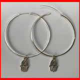 Large Hoop Earrings with Hamsa