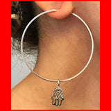 Large Hoop Earrings with Hamsa