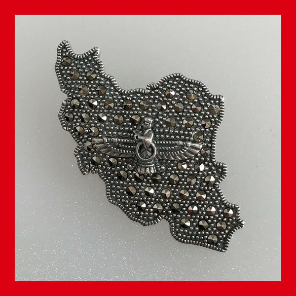 "IRAN" Pendant & Brooch made with Sterling Silver and Marcasite