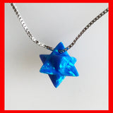 Blue Opal 3D Star of David Necklace