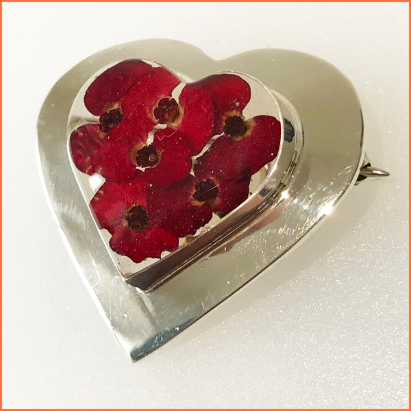 Heart Shaped Poppy Brooch