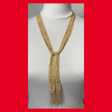 Gold-plated Long Mesh Chain Necklace