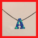 Blue Opal Letter necklet, Initial necklace
